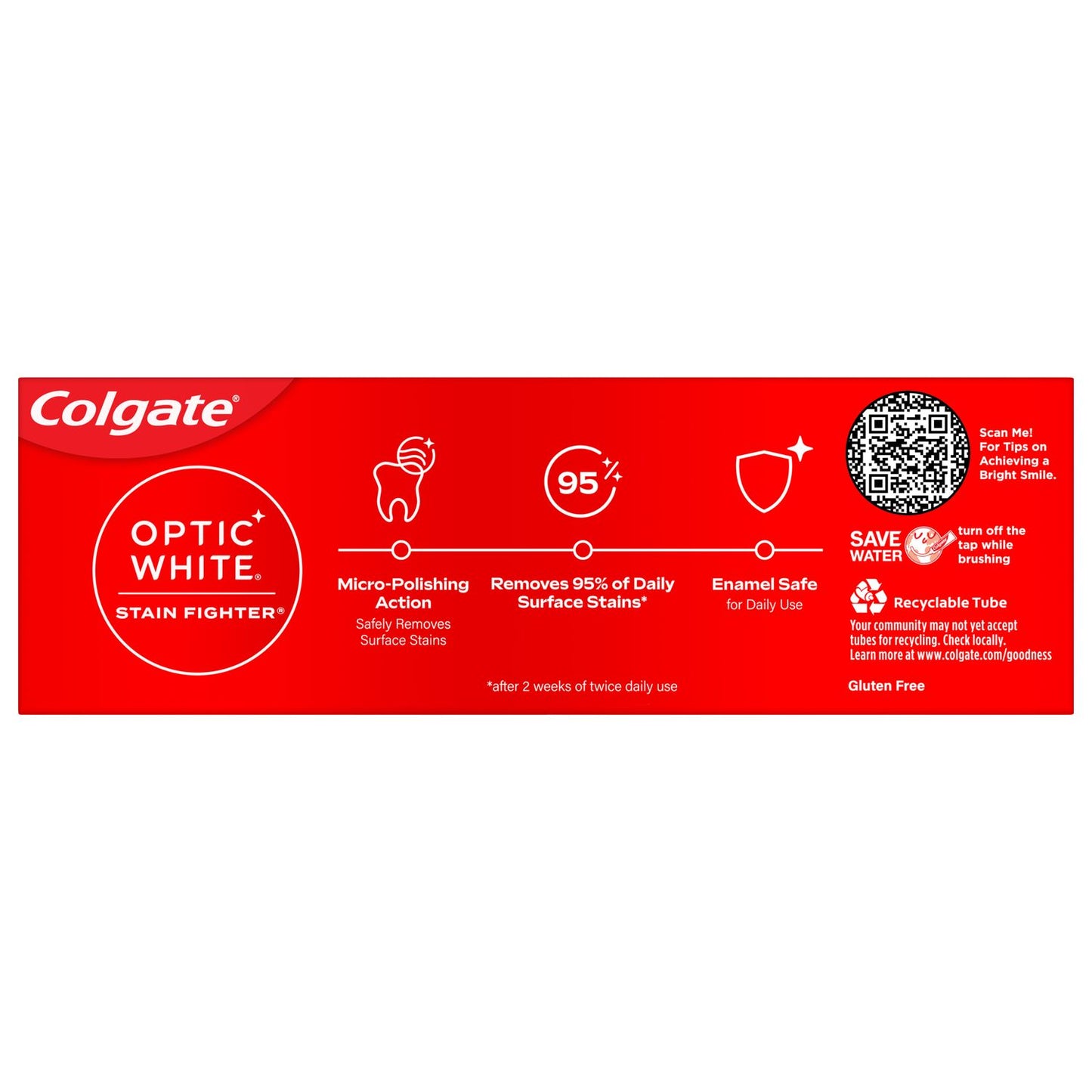 Colgate Optic White Stain Fighter Stain Removal Toothpaste, Fresh Mint Gel