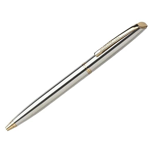 Hauser Dignity Steel Gold Ball Pen Blister Pack | Steel Metal Finish Body With Golden Clip | Twist Mechanism For Smudge Free Writing | Durable, Refillable Pen | Blue Ink, Set Of 1