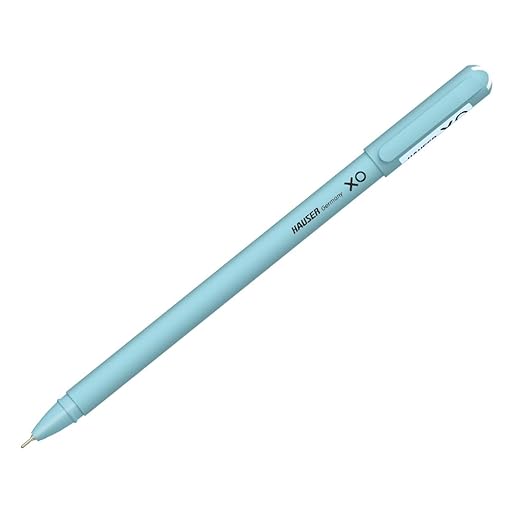 Hauser XO 0.6mm Ball Pen Box Pack | Sleek Body & Minimalistic Design | Matt Finish & Solid Body Type | Low Viscosity Ink With Ultra Durable Tip | Blue Ink, Pack of 10 Pens