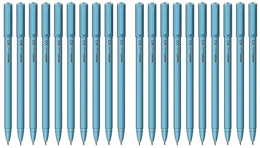 Hauser XO 0.6mm Ball Pen Box Pack | Sleek Body & Minimalistic Design | Matt Finish & Solid Body Type | Low Viscosity Ink With Ultra Durable Tip | Blue Ink, Pack of 10 Pens
