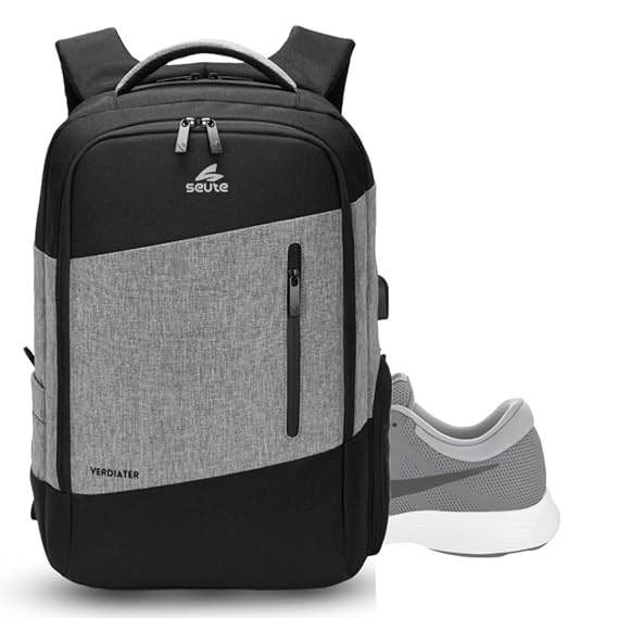 Seute Verdiater 4.0 Shockproof 15.6 Inch laptop backpack for men With USB charging, 30L Laptop Bag for Men Office Use With Shoe Compartments For Men & Women, College and office Bag (Grey)