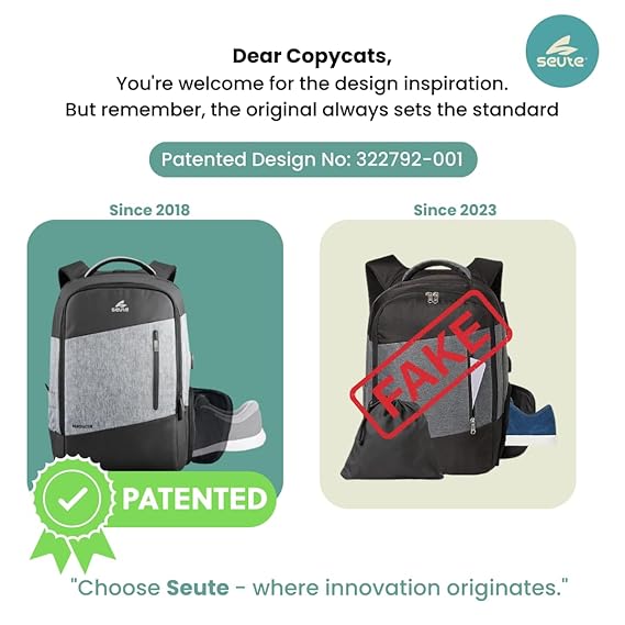 Seute Verdiater 4.0 Shockproof 15.6 Inch laptop backpack for men With USB charging, 30L Laptop Bag for Men Office Use With Shoe Compartments For Men & Women, College and office Bag (Grey)