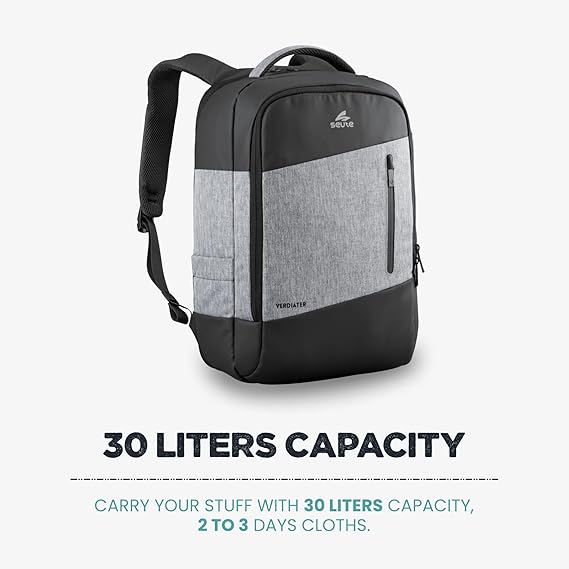 Seute Verdiater 4.0 Shockproof 15.6 Inch laptop backpack for men With USB charging, 30L Laptop Bag for Men Office Use With Shoe Compartments For Men & Women, College and office Bag (Grey)